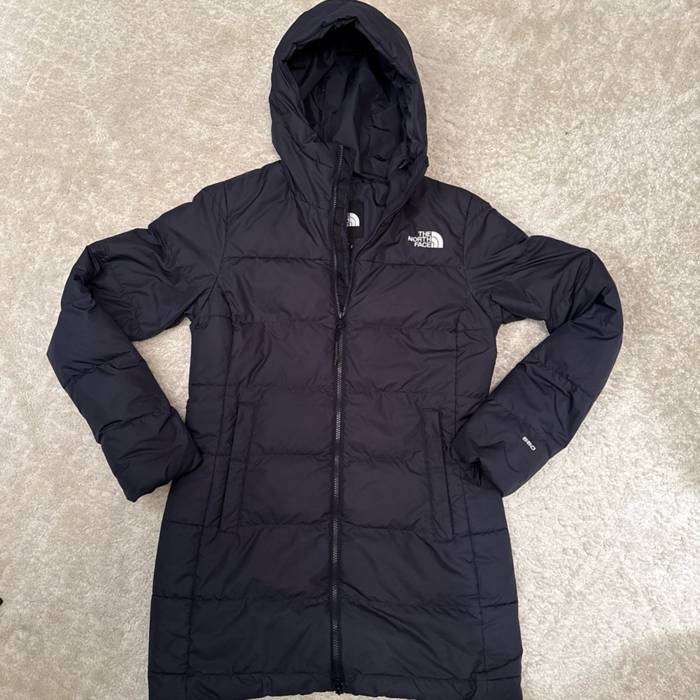 The North Face Women's Black Long Puffer Coat with Hood - Picture 1 of 16
